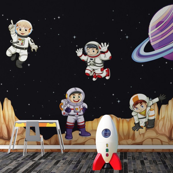 Dětská tapeta malí kosmonauti (4)
