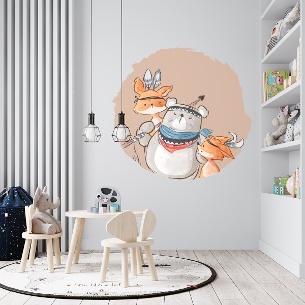 textilní přemístitelná samolepka na zeď  - hra na indiány