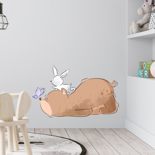 textilní přemístitelná samolepka na zeď  - přátelé z lesa (1)