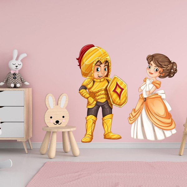 textilní přemístitelná samolepka na zeď  - princ a princezna (1)