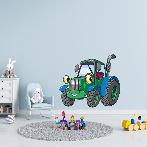Textilní přemístitelná samolepka na zeď  - traktor (1)