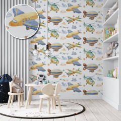nilavel.cz Dětská tapeta navazující - letadla a vzducholoď exkluzivní design nilavel.cz