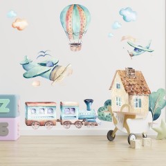 textilní přemístitelná samolepka na zeď  - dopravní prostředky (1)
