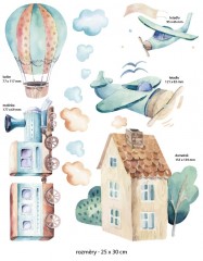 Textilní přemístitelná samolepka na zeď  - dopravní prostředky (2)