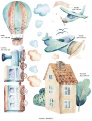 Textilní přemístitelná samolepka na zeď  - dopravní prostředky (3)