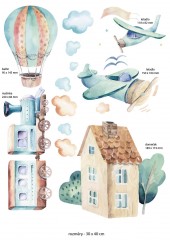 Textilní přemístitelná samolepka na zeď  - dopravní prostředky (4)