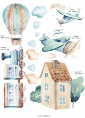 Textilní přemístitelná samolepka na zeď  - dopravní prostředky (5)