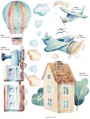 Textilní přemístitelná samolepka na zeď  - dopravní prostředky (6)